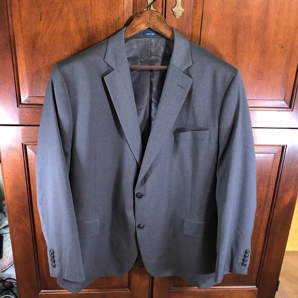 Stafford Men's Blazer Jacket 50R Gray Classic Fit Travel Stretch Double Button - Picture 15 of 16